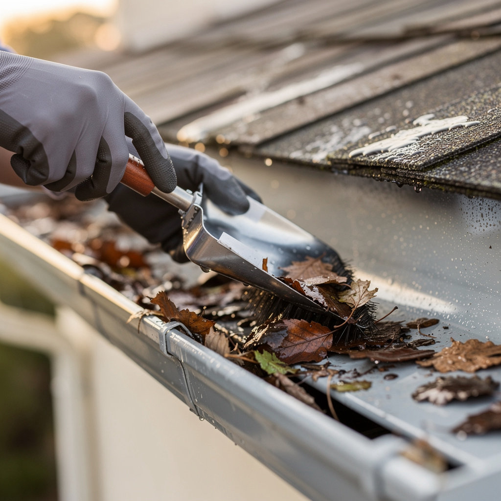 SAN DIEGO RAIN GUTTER CLEANING professional technician performing expert gutter cleaning and inspection in San Diego